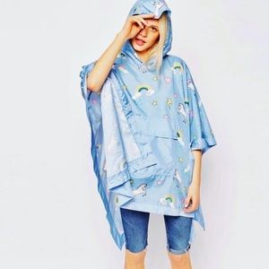 Rainbows unicorn rain poncho